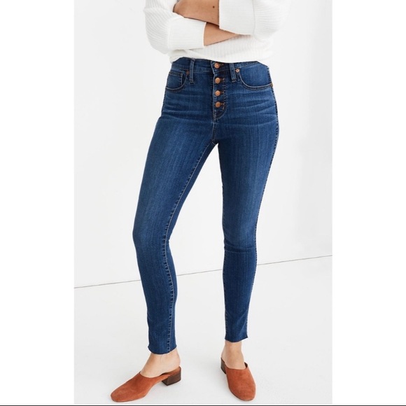 Madewell Button Front 9” Mid Rise Skinny Jean - Picture 2 of 12